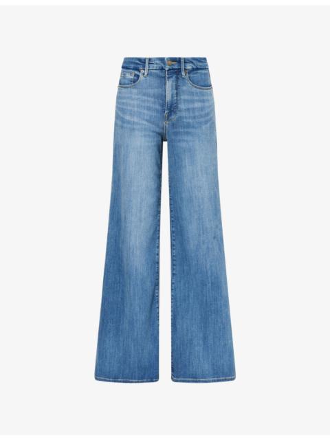 GOOD AMERICAN Good Waist High-Rise Palazzo Stretch-Denim Jeans
