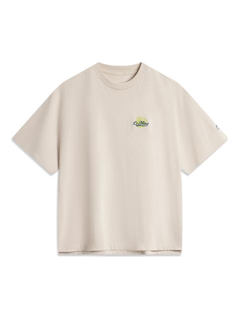 Li-Ning (WMNS) Li-Ning Graphic Oversized T-shirt 'Oatmeal Grey' AHSU522-3