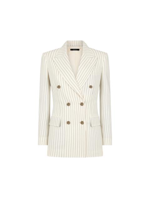 STRIPED WOOL AND SILK BLEND "WALLIS" DOUBLE BREASTED JACKET