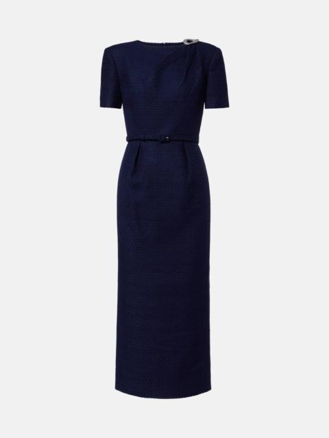ROLAND MOURET Belted bouclé midi dress