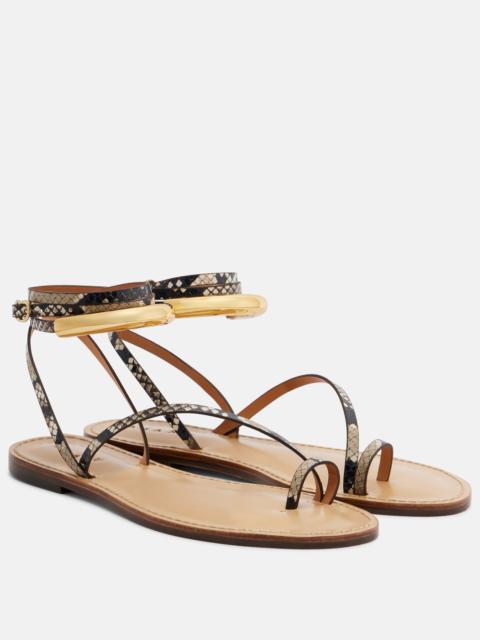 AMANU Kalahari snake-effect leather sandals