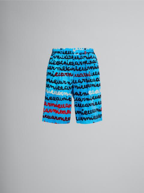 LIGHT BLUE POPLIN SHORTS WITH MAREMARNI PRINT