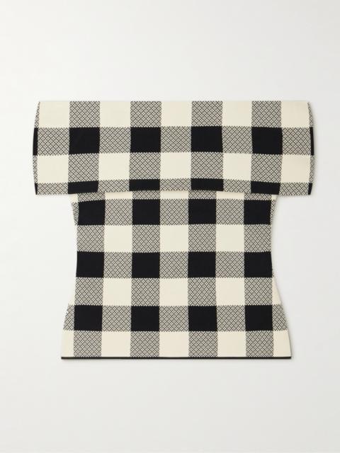 POSSE Pippa Off-the-shoulder Checked Jacquard-knit Top
