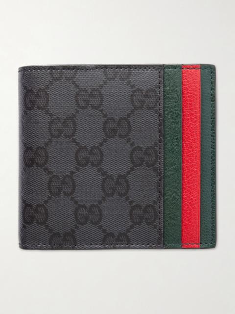 GUCCI Web-Trimmed GG Supreme Coated-Canvas Billfold Wallet Black