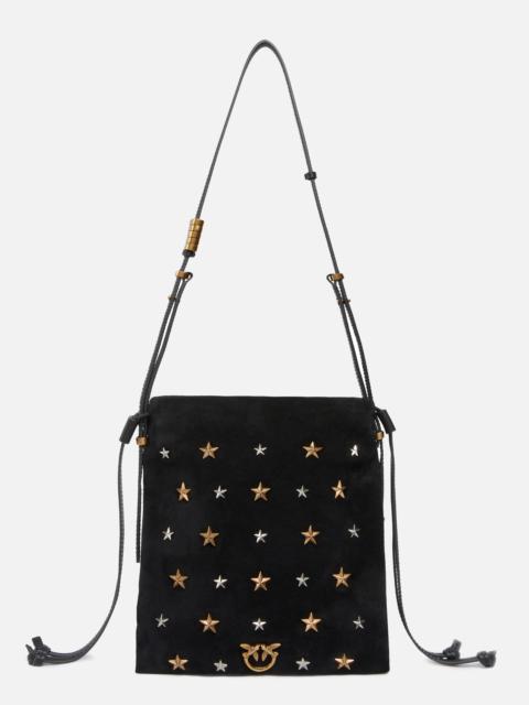 PINKO SUEDE MINI SLOUCHY BAG WITH STAR STUDS