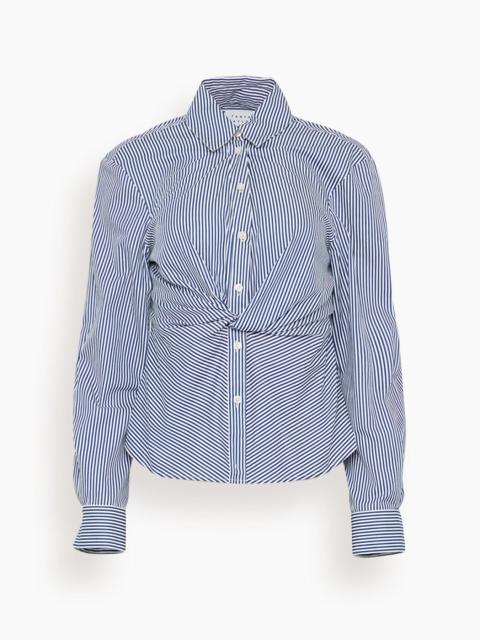 TANYA TAYLOR Long Sleeve Oakley Top in Blue/Optic White