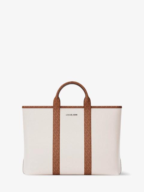 MICHAEL KORS Cooper Medium Pebbled Leather and Signature Logo Tote Bag