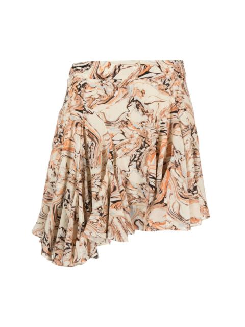 Isabel Marant abstract-pattern asymmetric silk skirt