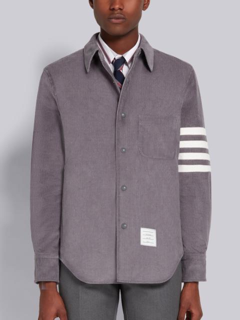 Thom Browne Dark Grey Garment Dyed Corduroy 4-Bar Snap Front Shirt Jacket