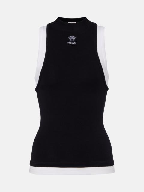 VERSACE Layered cotton-blend tank top