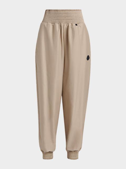 Moncler Smocked High-Waist Tapered Joggers