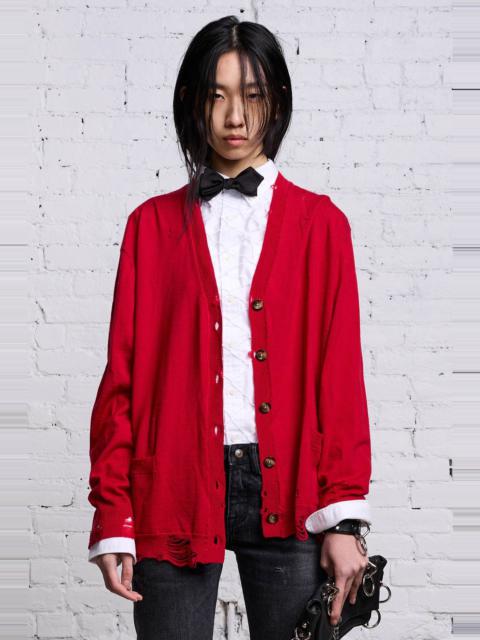 R13 DISTRESSED EDGE CARDIGAN - RED