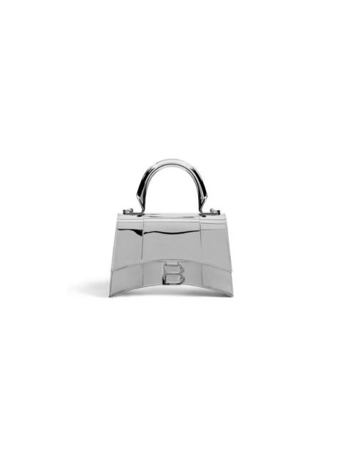 BALENCIAGA Women's Hourglass Metal Xs Handbag  in Silver