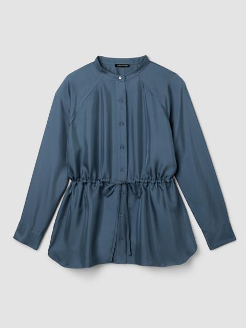 EILEEN FISHER Silk Twill Band Collar Shirt