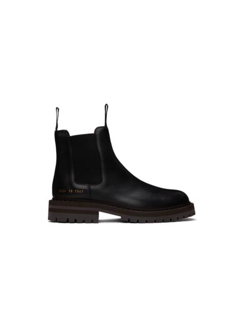 Common Projects Black Leather Chelsea Boots