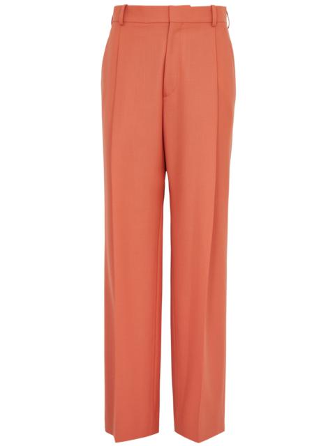 Pleated tapered twill trousers