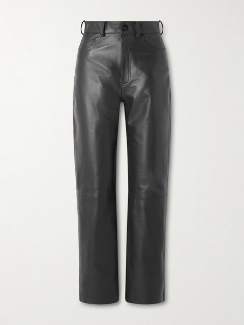 TOVE Yeal Paneled Leather Straight-leg Pants