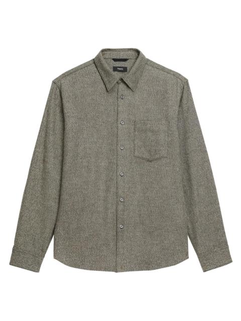 Theory Men's Weekend Herringbone Cotton Flannel Shirt - Duffle Multi