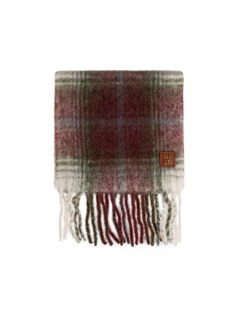 DSQUARED2 checked fringed scarf