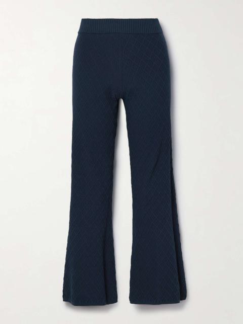 HIGH SPORT Stretch-cotton jacquard high-rise flared pants