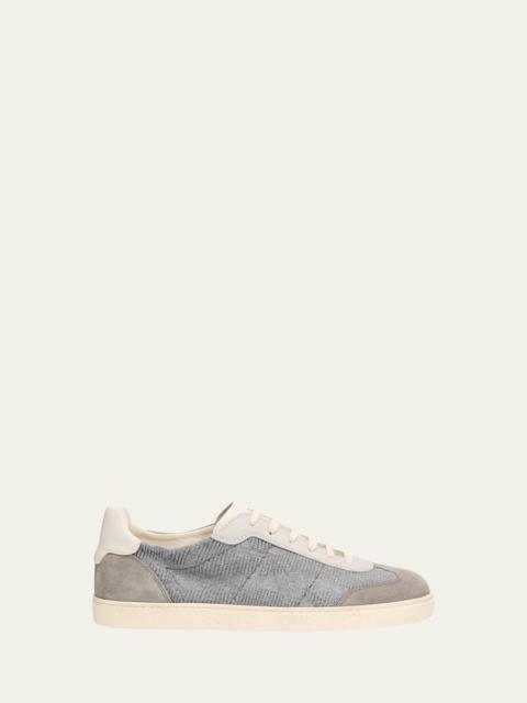 Brunello Cucinelli Men's Textile and Leather Low-Top Sneakers