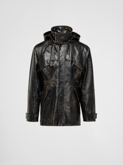 Leather caban jacket