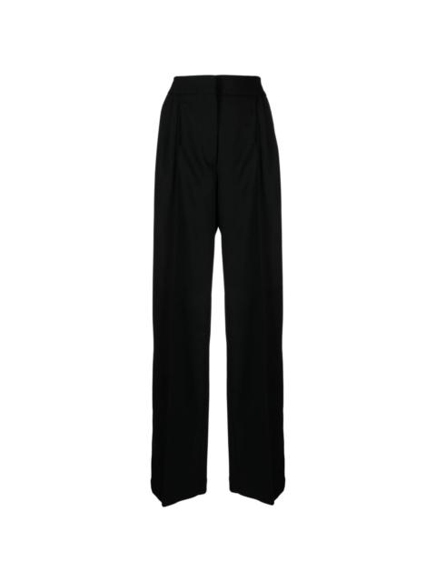 pleated wool-blend wide-leg trousers