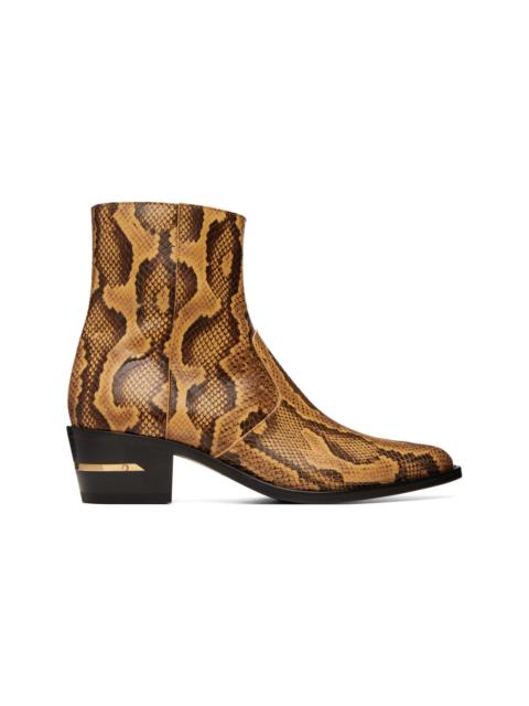 AMIRI Beige Python Embossed Ryder Boots