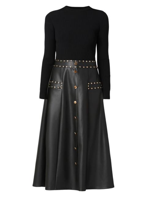 Shoshanna Women's Cleo Mixed-Media Midi-Dress - Jet