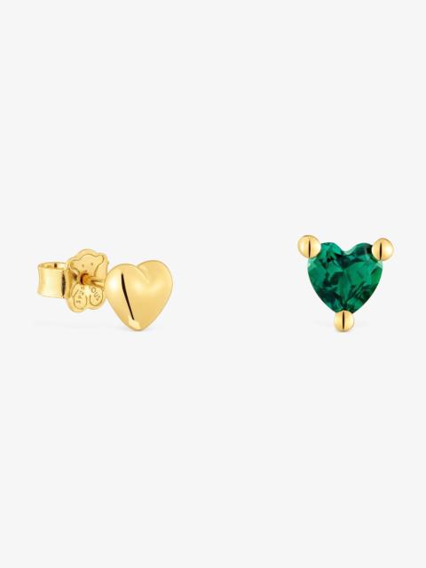 TOUS 18K gold vermeil Earrings with lab-grown emerald Garden of Love LGG