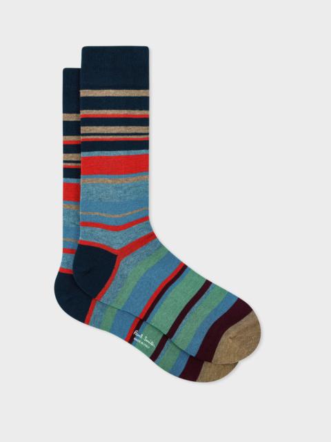Navy Mixed Stripe Socks
