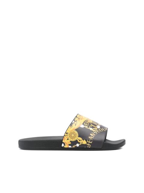 VERSACE JEANS COUTURE logo-print open-toe slides