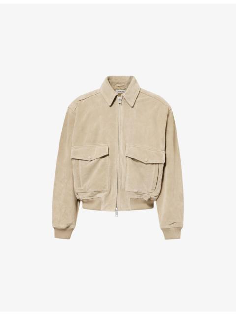 AGOLDE Emil Collared Suede Bomber Jacket
