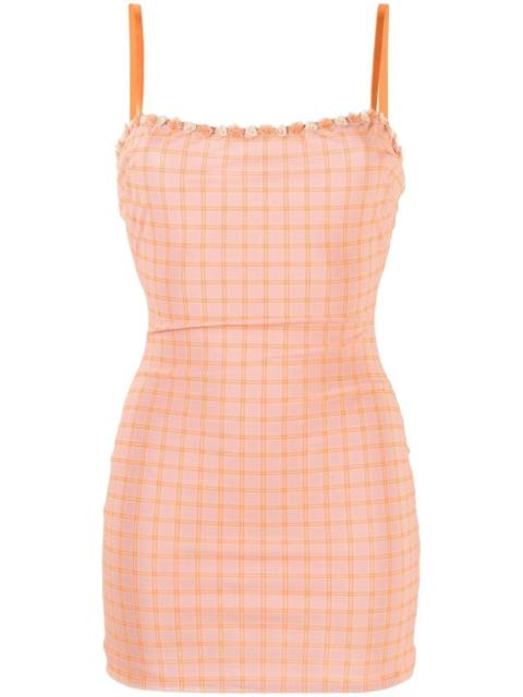 GUIZIO check-print mesh minidress