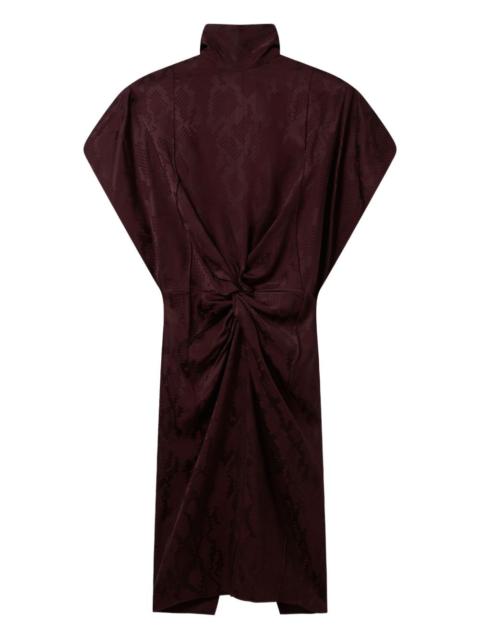 snake-print midi dress