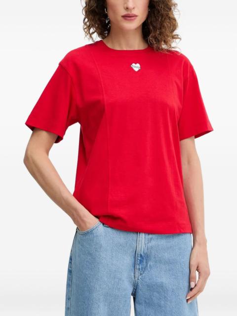 PINKO TORTINO heart-embroidery T-shirt