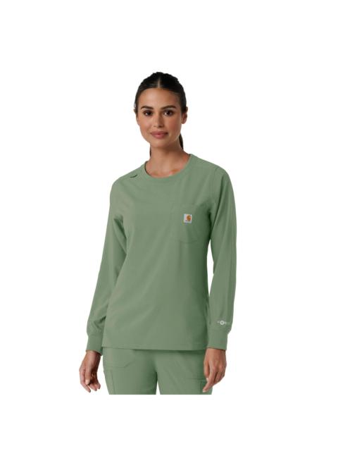 Carhartt Women's Force Cross-Flex Crew Neck Long Sleeve Scrub Top