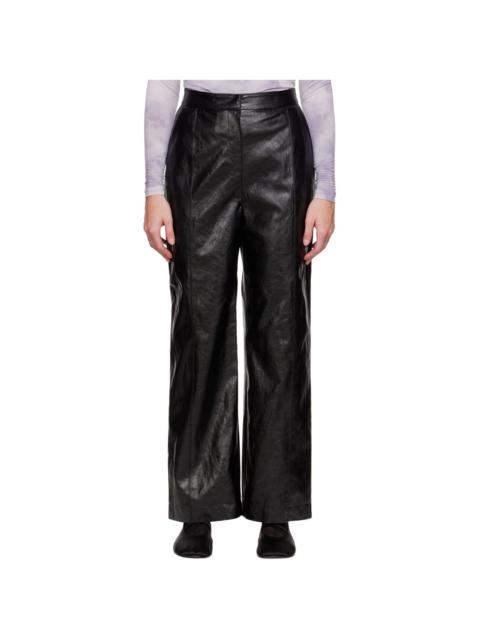 LVIR Black Grained Faux-Leather Pants