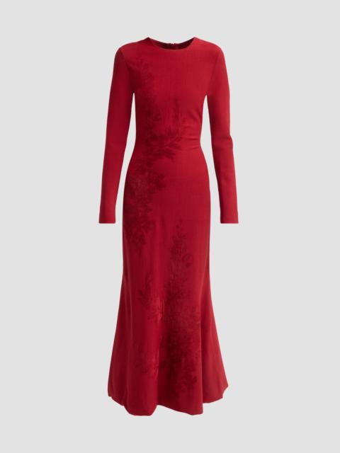 LELA ROSE Women's Velvet Jacquard Knit Trumpet Maxi-Dress - Oxblood