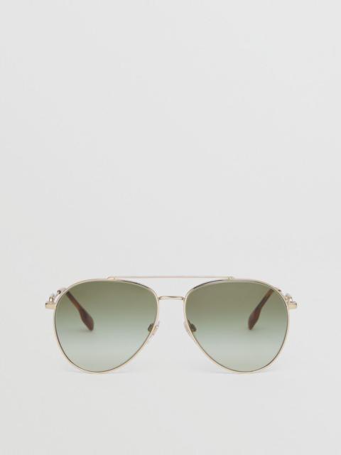 Burberry Monogram Motif Pilot Sunglasses