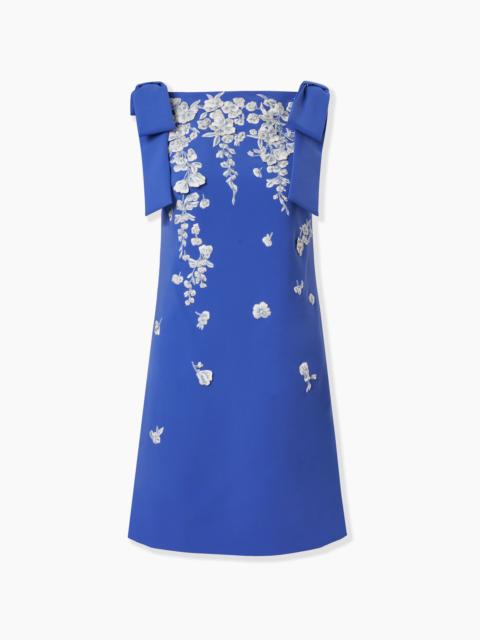 Floral-Embroidered Shift Dress With Bows