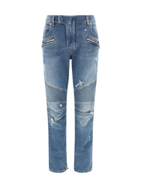 BIKER DENIM PANTS - VINTAGE BLUE WASH