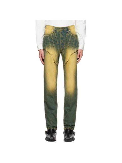 JUNTAE KIM SSENSE Exclusive Blue Corset Jeans