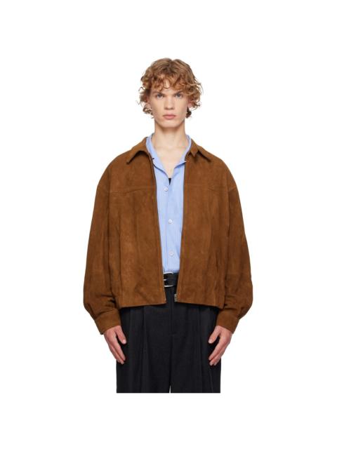 LE17SEPTEMBRE Brown Suede Zip Blouson Leather Jacket