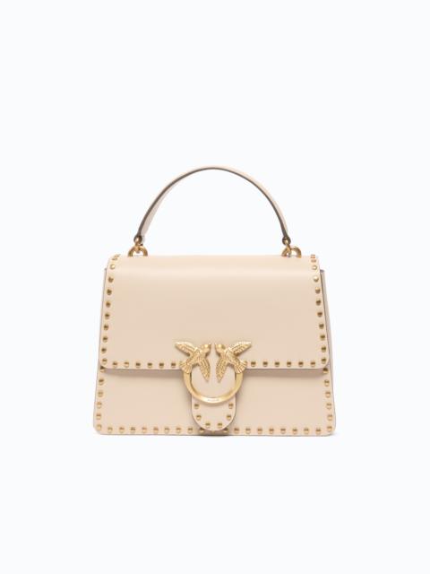 PINKO LOVE BAG ONE TOP HANDLE LIGHT MEDIUM HANDBAG IN LEATHER WITH MINI STUDS