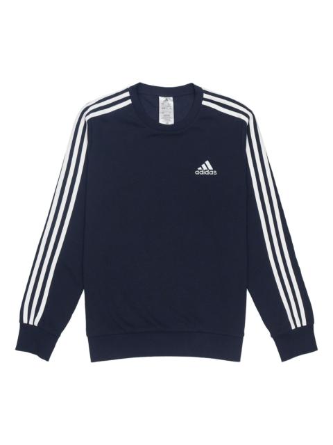 adidas Casual Sports Round Neck Stripe Pullover Dark Blue GK9079