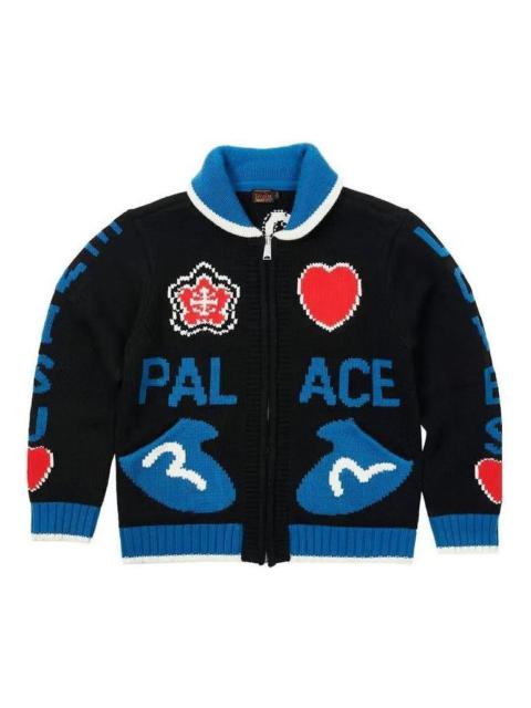 PALACE Buy Palace x Evisu Cowichan Knit 'Black Blue' P24EVKW001