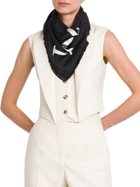 Alexander McQueen Women's Exploded Silk Logo Scarf - Black Ivory
