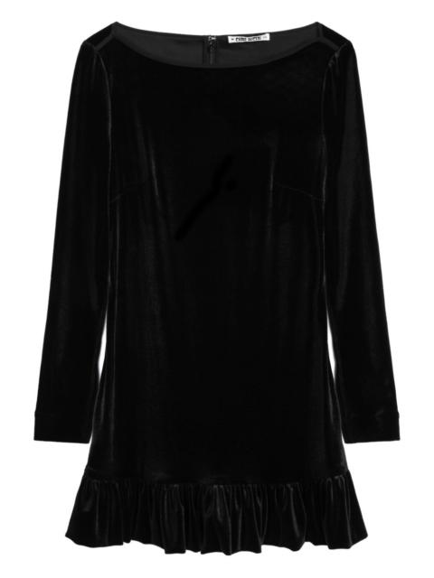 CIAO LUCIA! velvet ruffle-hem dress