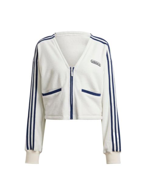 adidas (WMNS) adidas Terry Fabric Cropped Sweatshirt 'White Navy' HL6585
